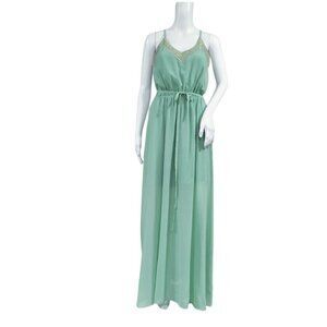 Marine Blu Whimsy Wedding Bridesmaid Maxi Dress Sage Green Women's Size Small